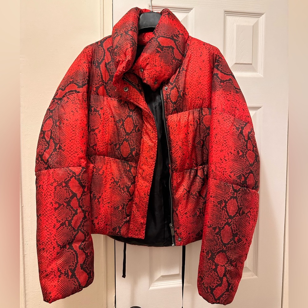 Apparis jamie python print puffer jacket